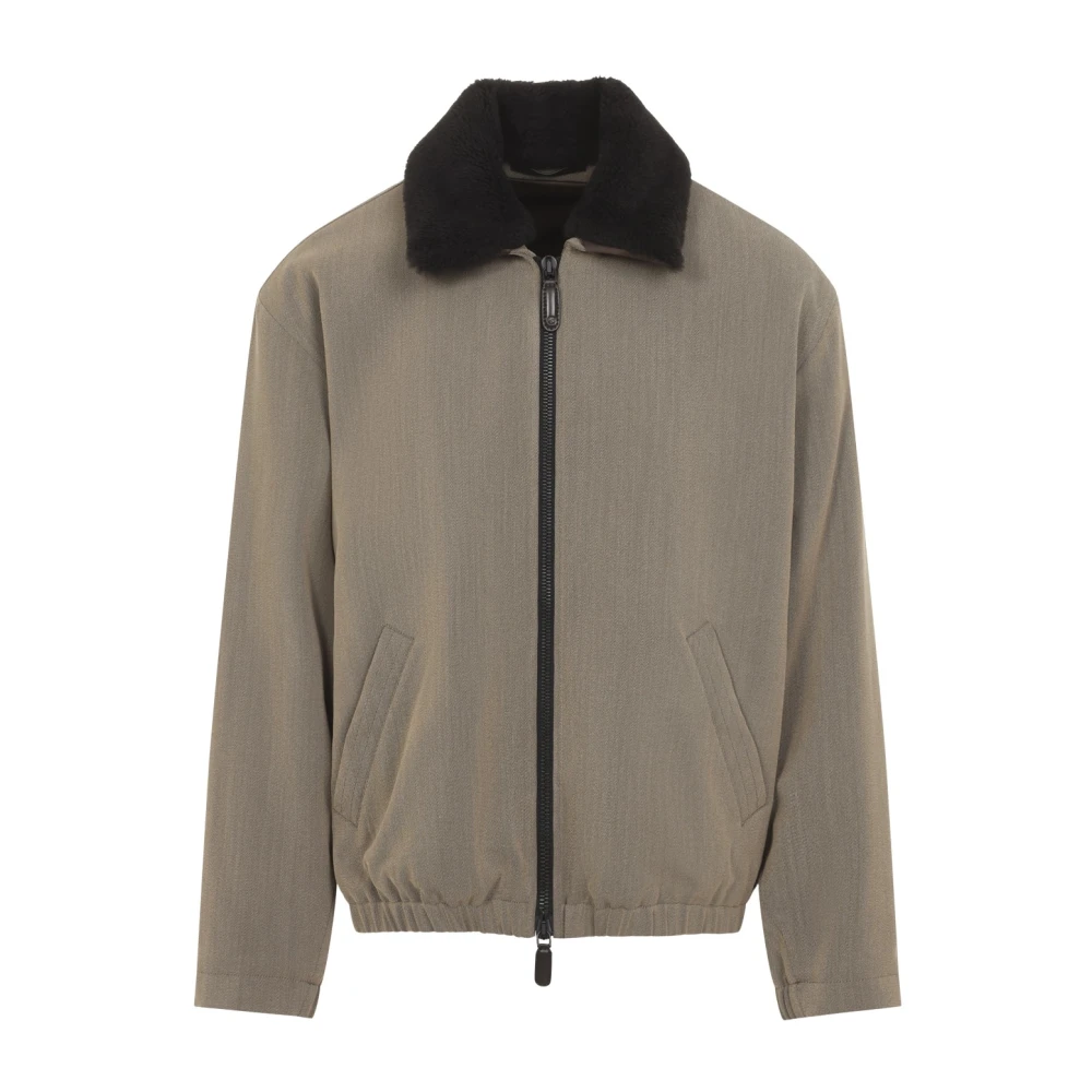 Giorgio Armani , Bomber Jackets, Male, Beige, L, Blouson Jacket