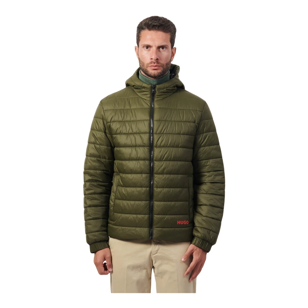 Hugo Boss Groene Gewatteerde Jas met Capuchon Green Heren