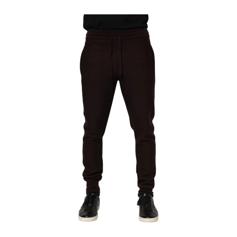 Dolce & Gabbana Men's Brown Luxurious Cashmere Silk Jogger Sweatpants