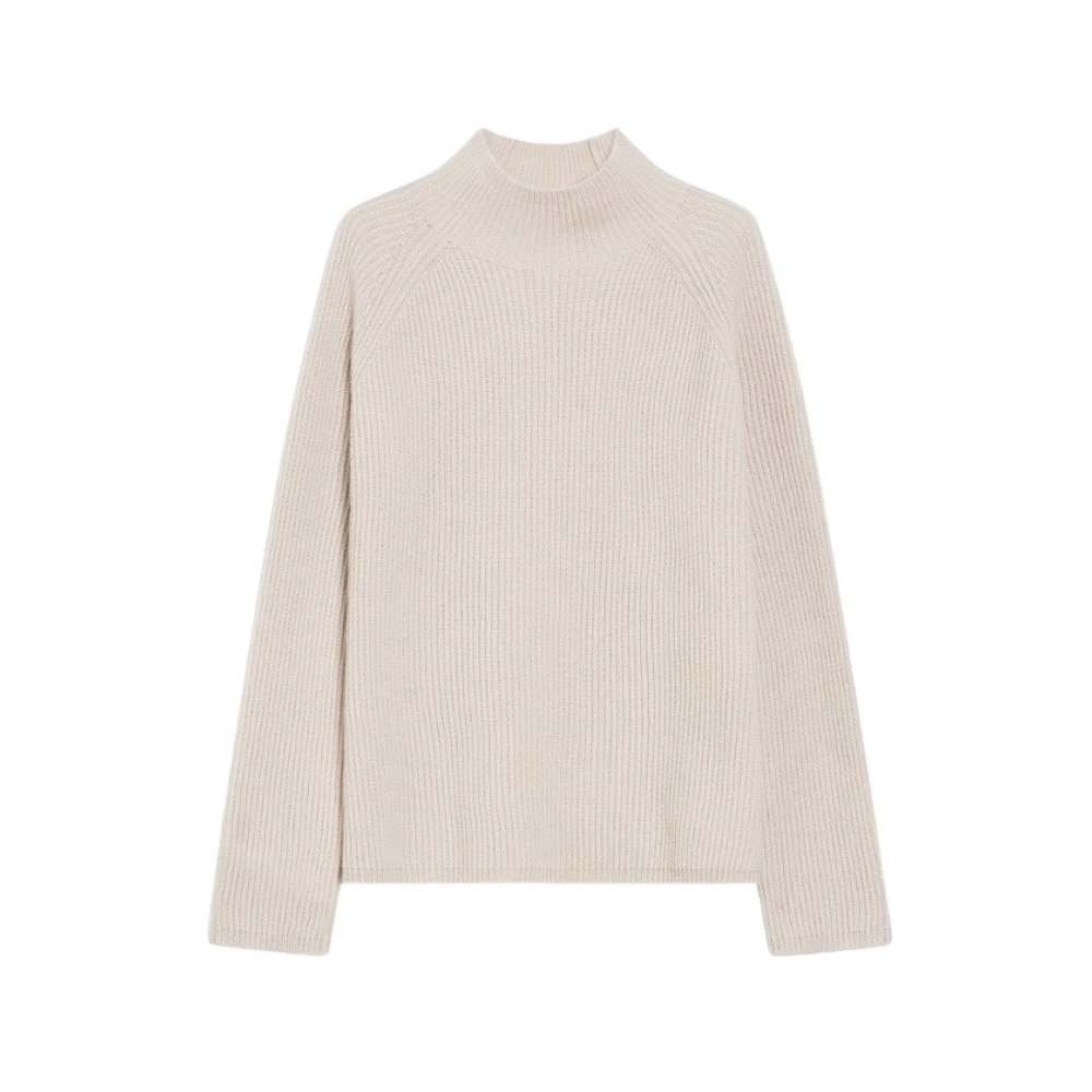 Max Mara Beige Coltrui Ribgebreid Beige Dames