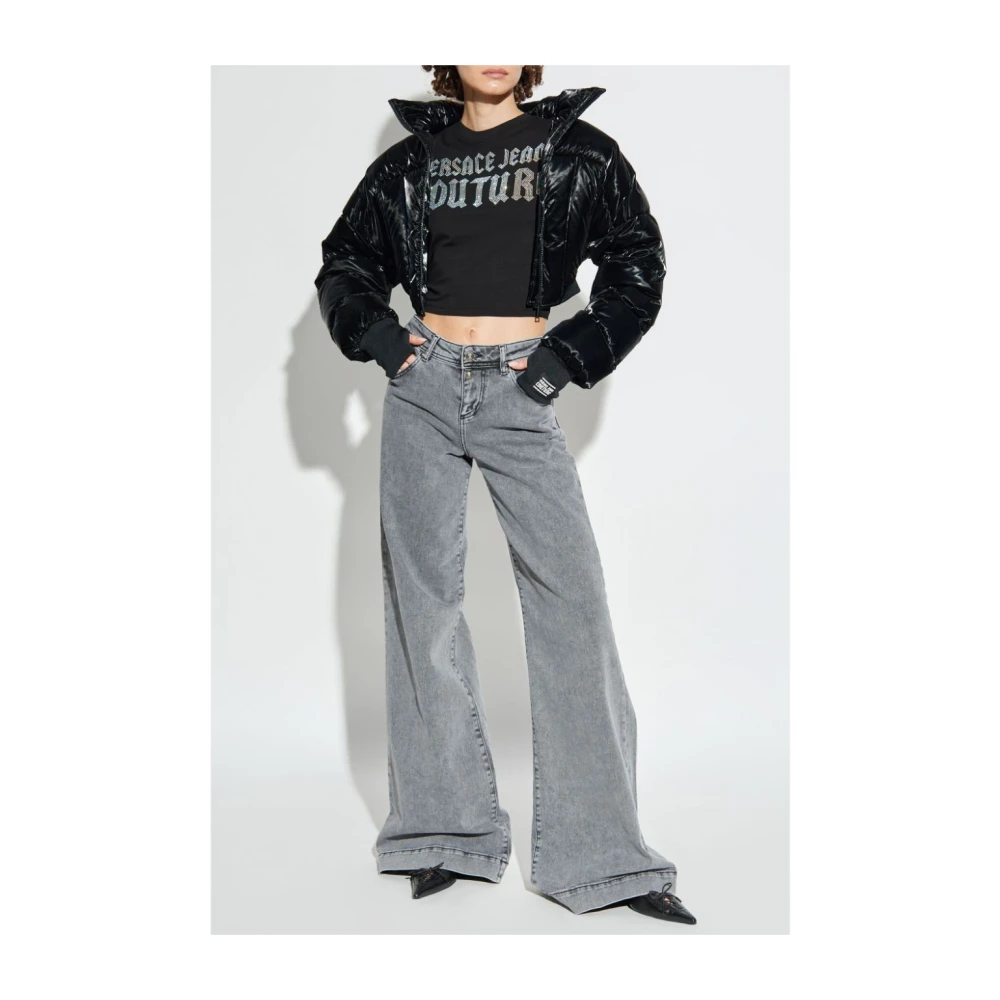 Versace Jeans Couture Zwarte T-shirts & Polo's voor vrouwen Black Dames