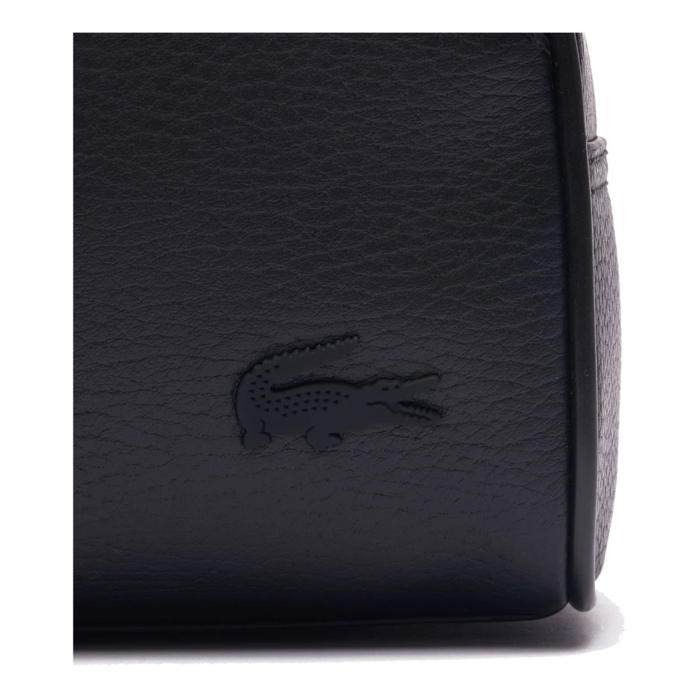 Lacoste Tennis-geïnspireerde leren toilettas Black Dames