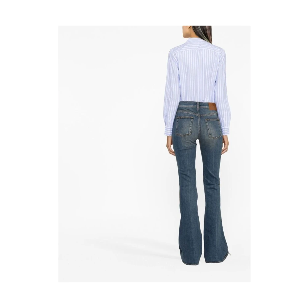 Ralph Lauren Gestreepte blouse met logo detail Blue Dames