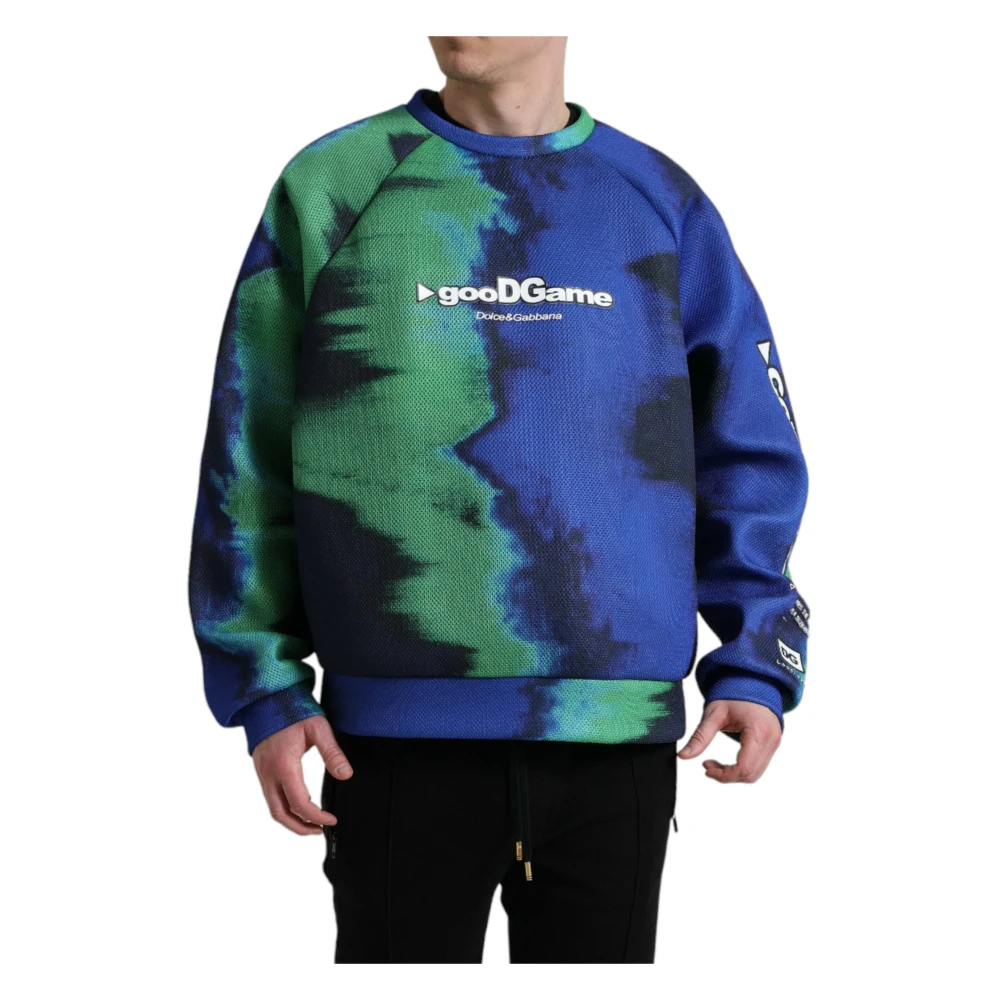 Dolce & Gabbana Men's Multicolor Graphic Pullover With Round Neck