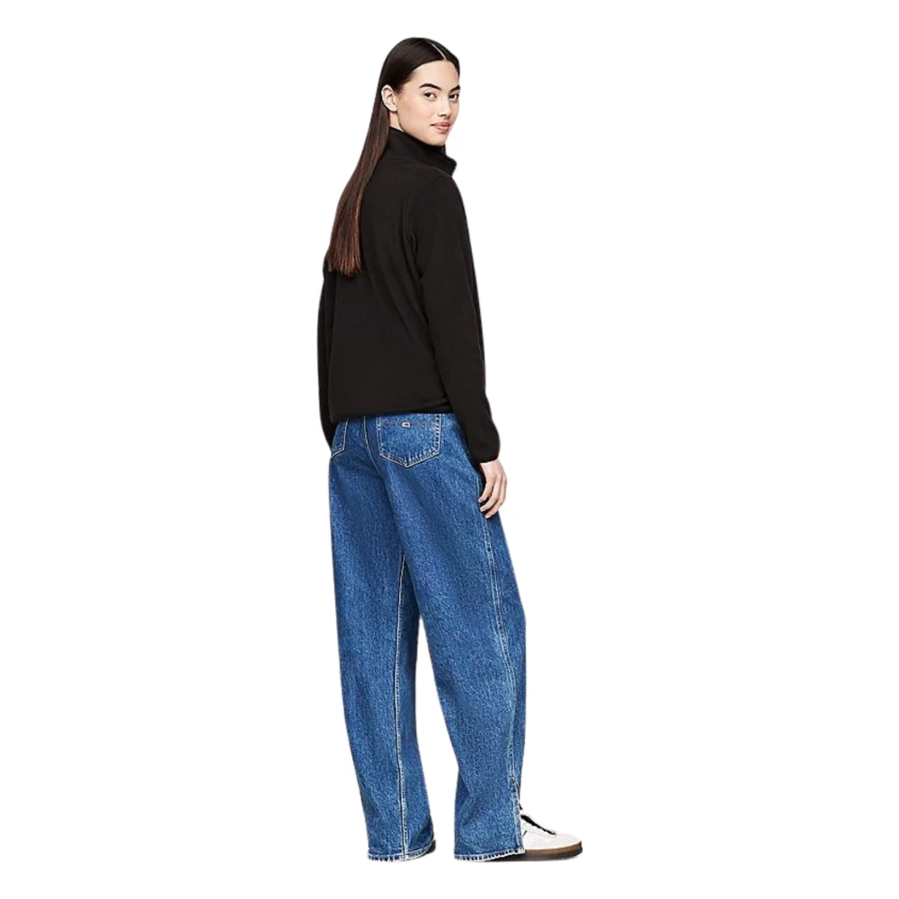 Tommy Hilfiger Zwarte Fleece Half-Zip Sweater Black Dames