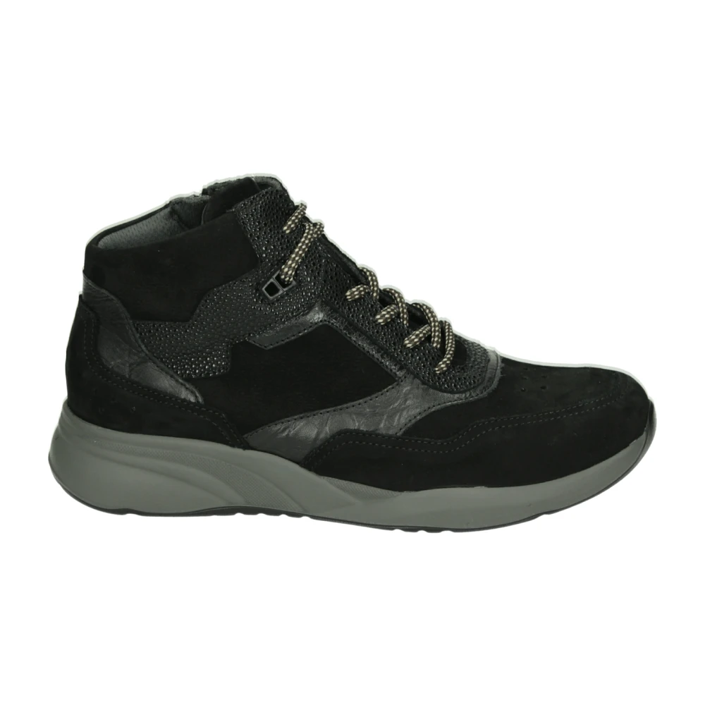 Durea Zwarte leren mid sneaker Dames Schoenen