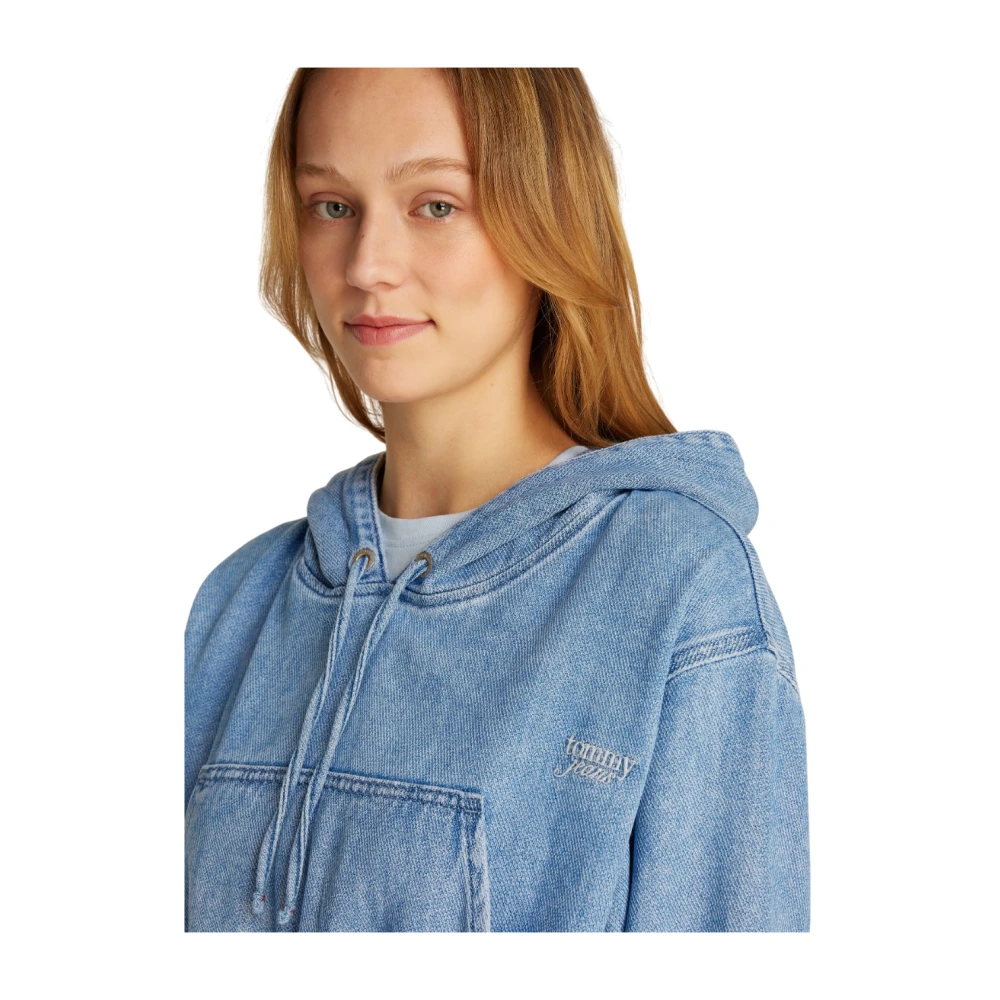 Tommy Jeans Blauwe Denim Streetwear Sweater Blue Dames