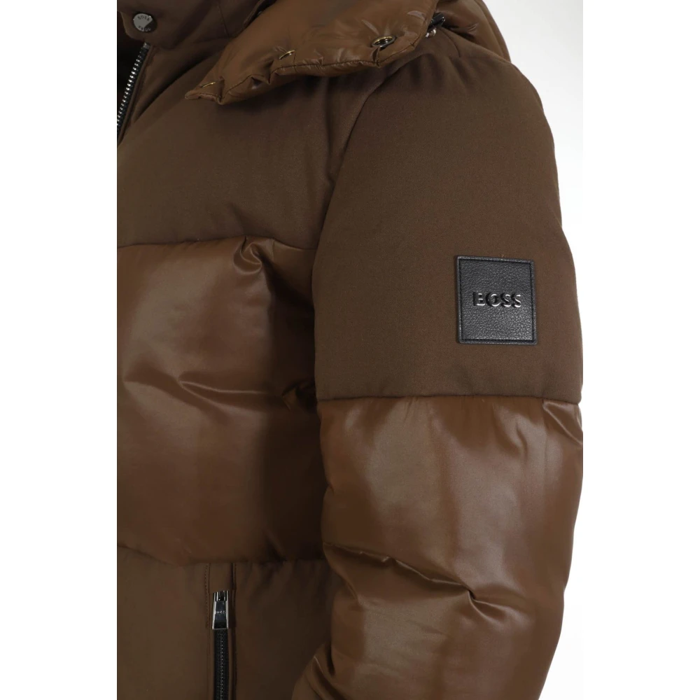 Hugo Boss Waterafstotende Hoodie met Dubbele Stofvulling Brown Heren