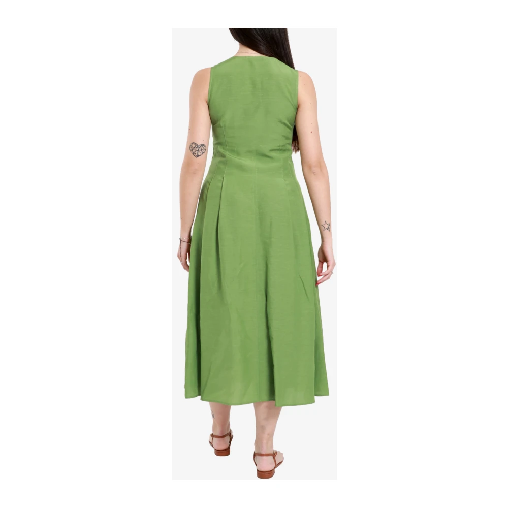 Pennyblack Katoenen mouwloze jurk met V-hals Green Dames