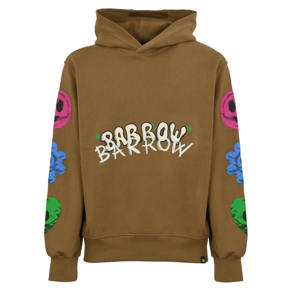 Barrow Gedrukte katoenen hoodie Brown Heren