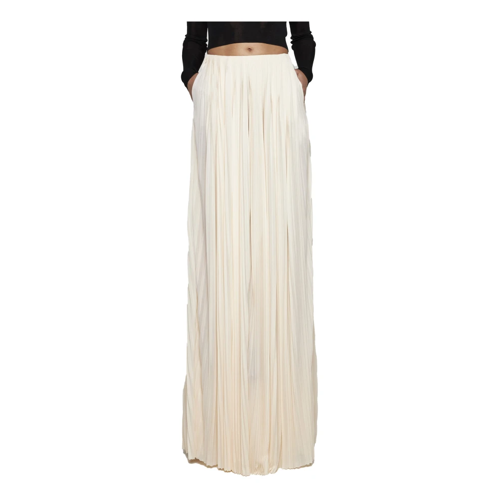 Saint Laurent Crème Geplooide Viscose Rok Beige Dames