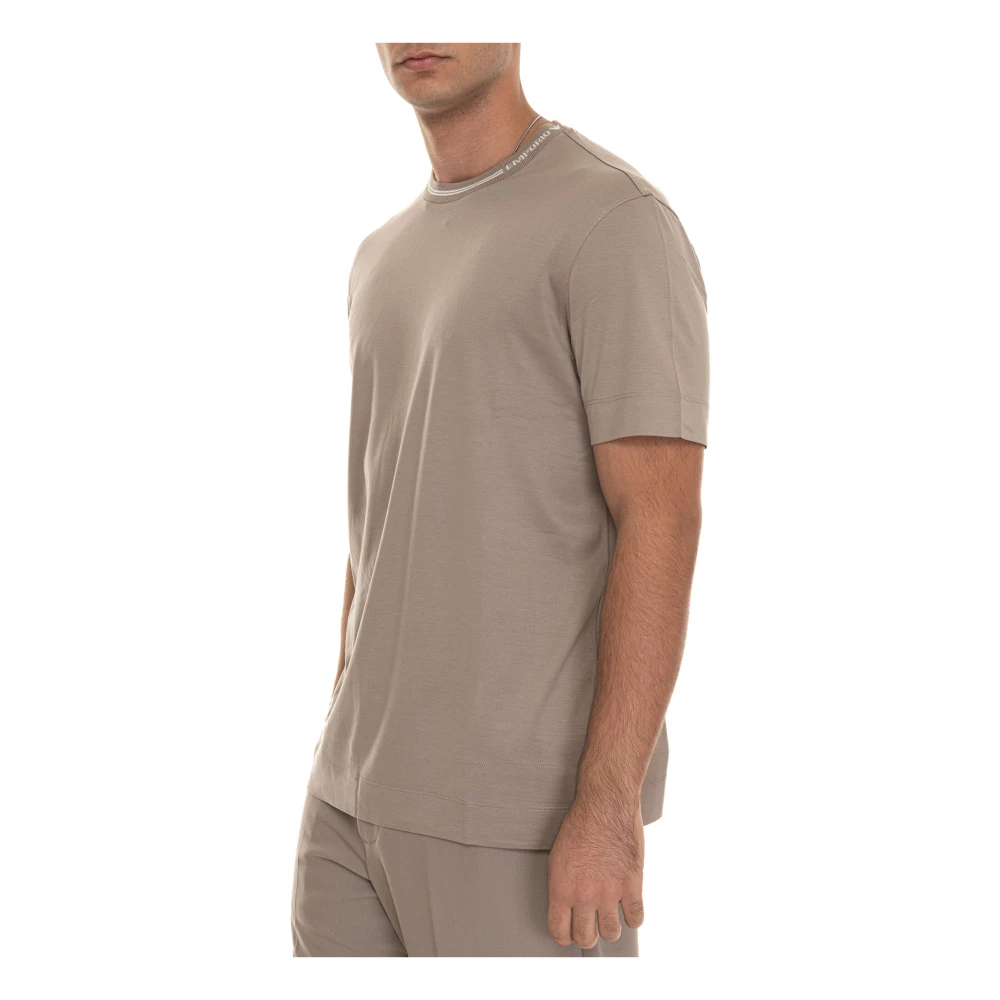 Emporio Armani Casual Katoenen T-shirt Beige Heren