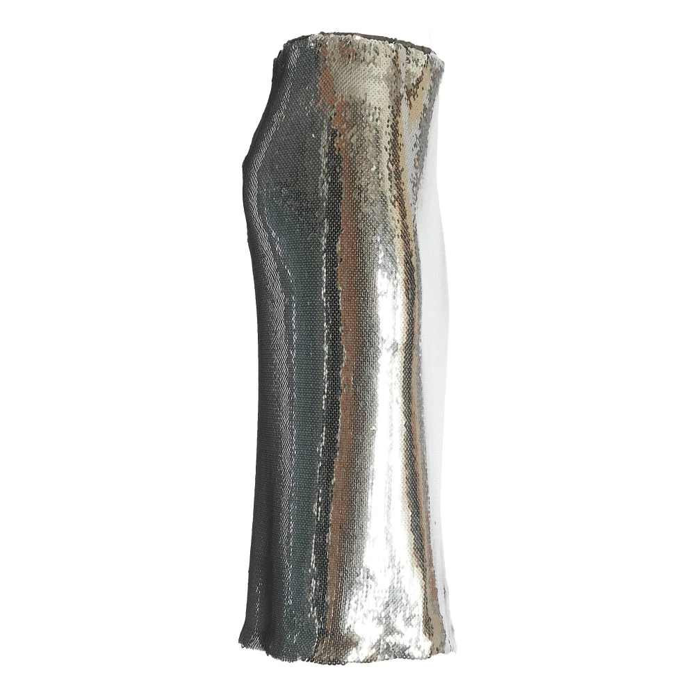 N21 Pailletten Midi Rok Zilver Glamour Statement Gray Dames