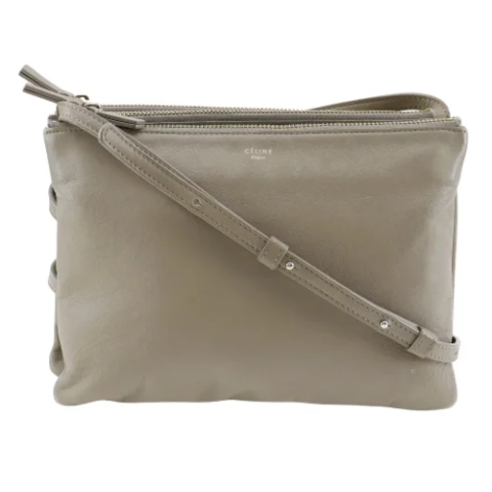 Celine Vintage Pre-owned Leather celine-bags Gray Dames