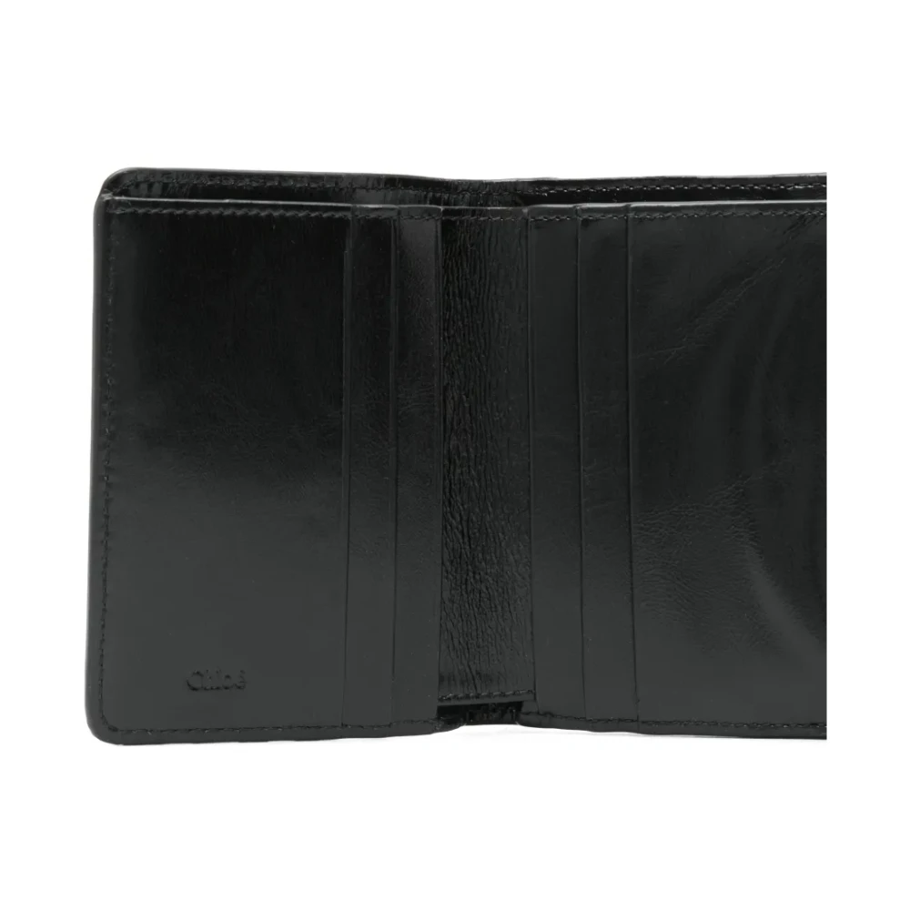 Chloé Zwarte Kant Trifold Portemonnee Black Dames