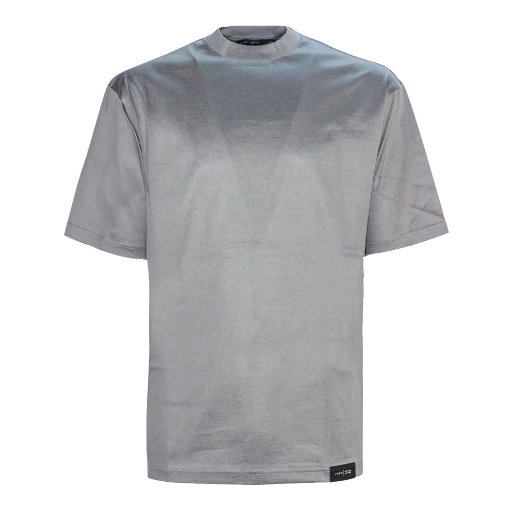 Low Brand Grijze Katoenen T-shirt met Geribbelde Halfnek Gray Heren