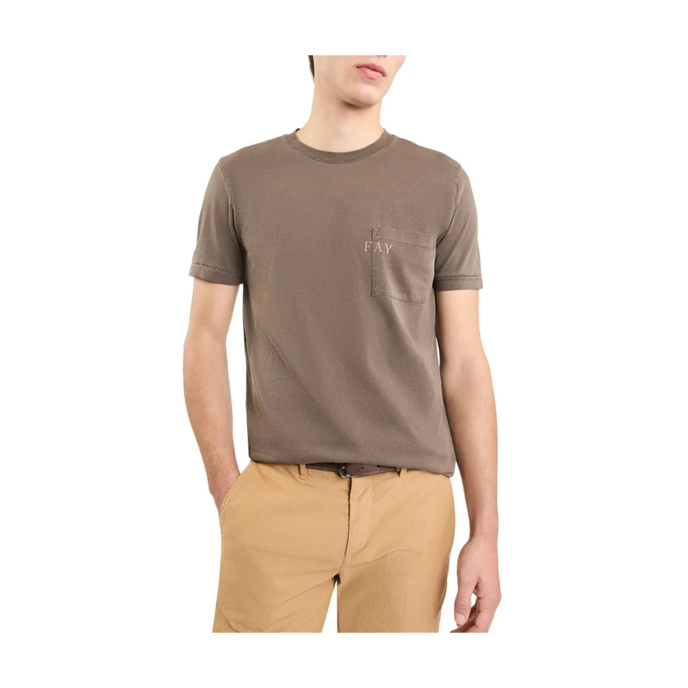 Fay Bruine Katoenen T-shirt met Zak Brown Heren