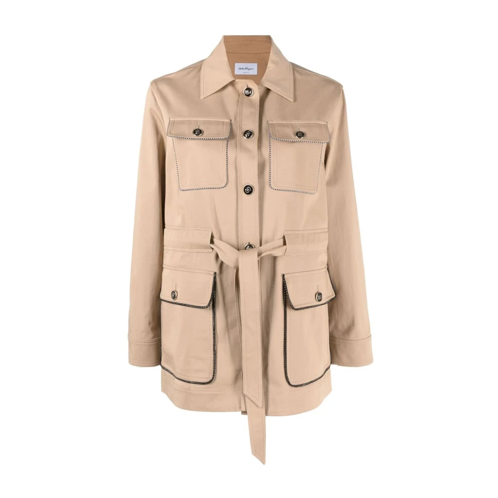 Ferragamo Women's Beige Long Jacket