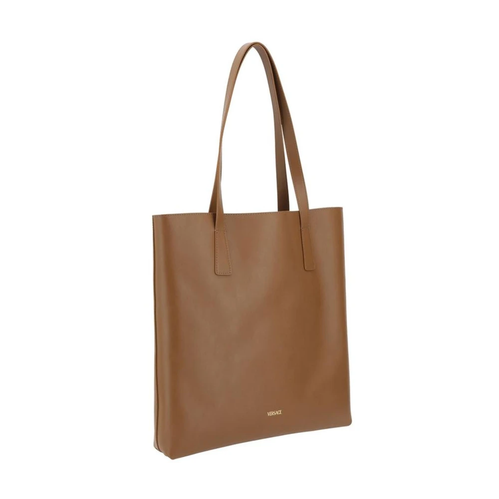 Versace Elegante leren tote tas met Medusa-plaque Brown Dames