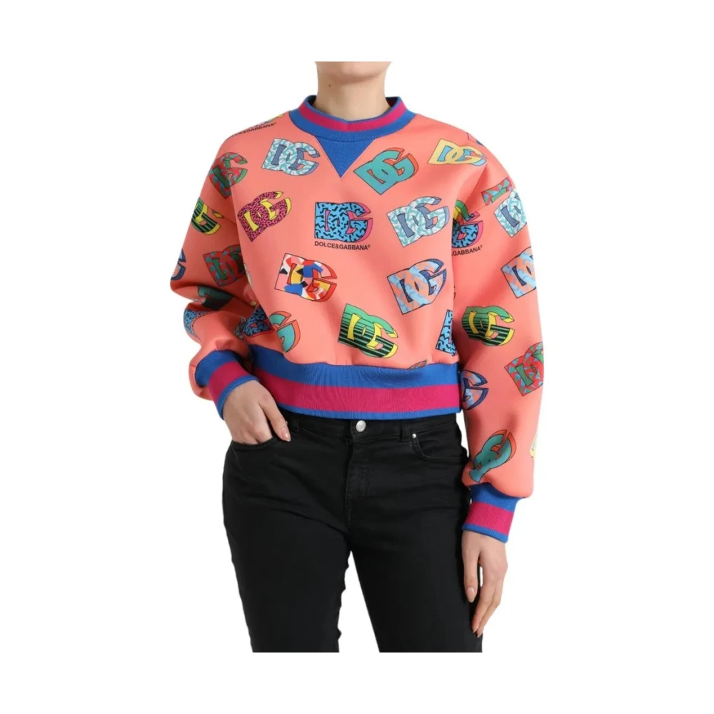 Dolce & Gabbana Roze Logo Print Sweatshirt Pullover Multicolor Dames