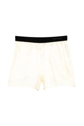 Pantaloni corti con logo in seta