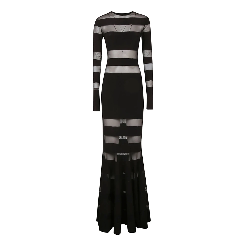 Norma Kamali Zwarte Mesh Zeemeermin Jurk Black Dames
