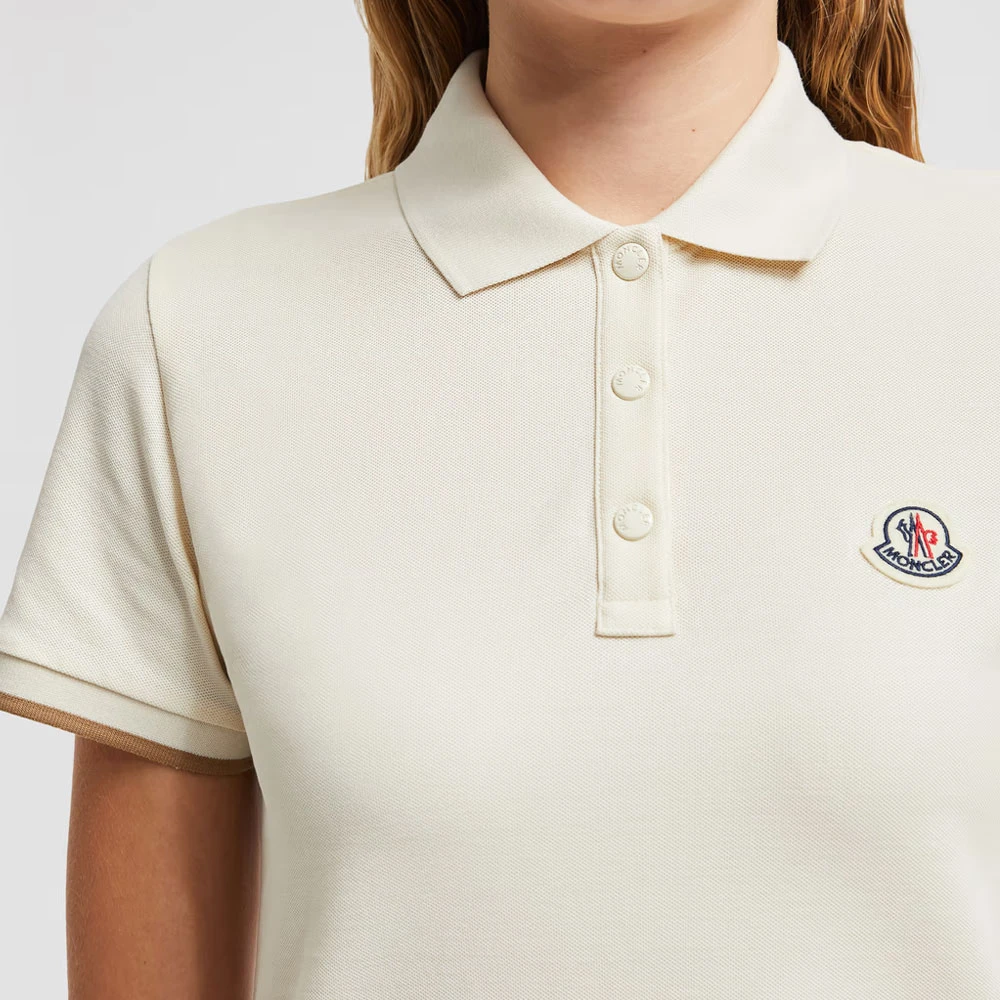Moncler Logo Patch Piquet Polo White Dames