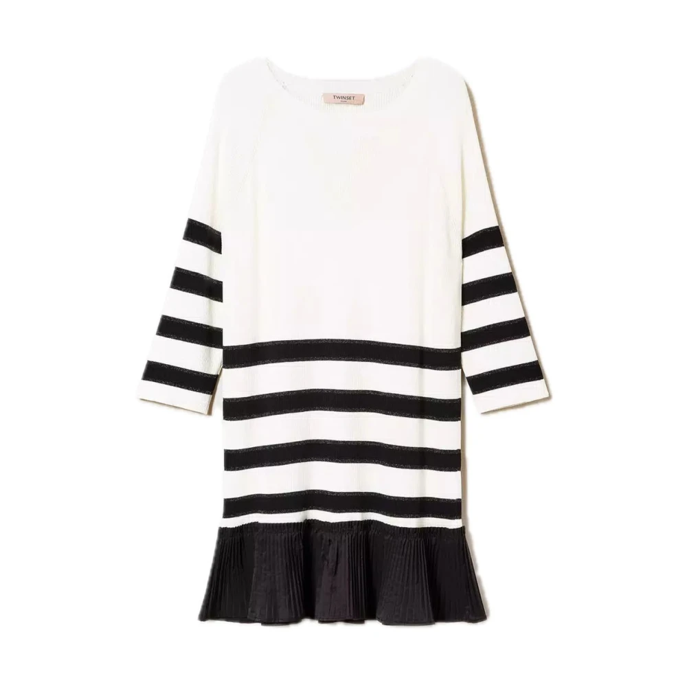 Twinset Gestreepte Viscose Jurk met Plooien Multicolor Dames