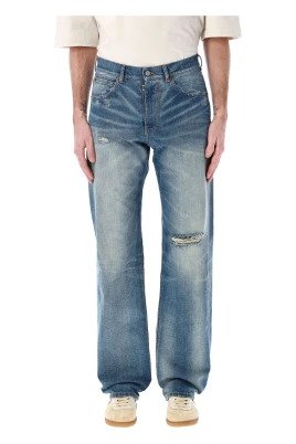 Ljusblå Slitna Jeans