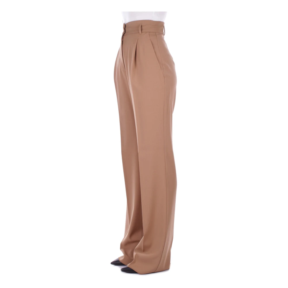 Max Mara Kameel Wollen Broek Rits Sluiting Brown Dames