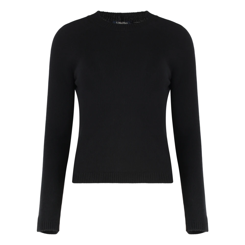 Max Mara Women's Black Damasco Crew-Neck Jumper - Round-Neck Knitwear - Xs - Knitwear