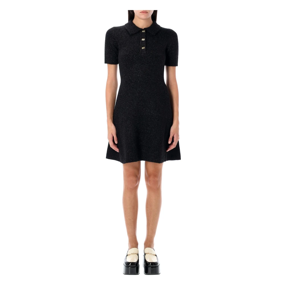 Ganni Zwarte Glitter Mini Jurk Aw24 Black Dames