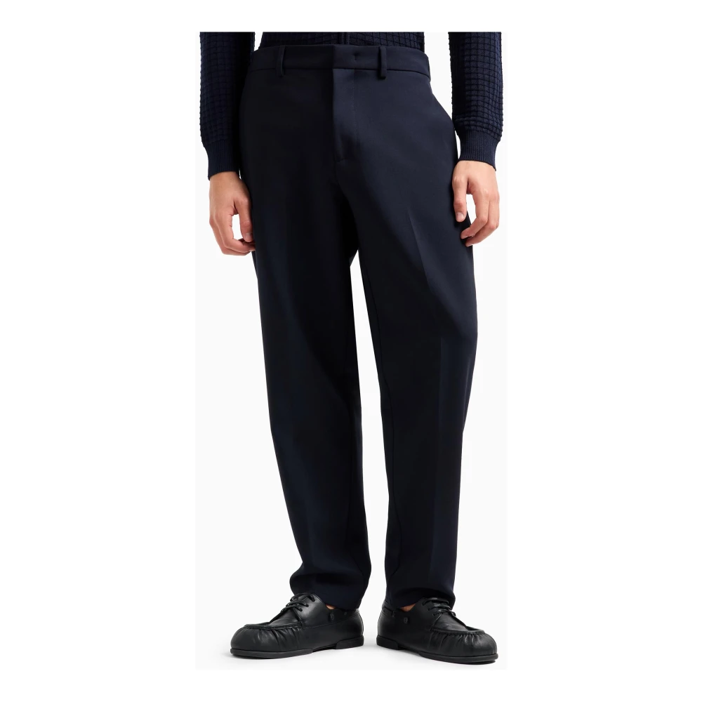 Emporio Armani Blauwe Broek met Elastische Tailleband Blue Heren