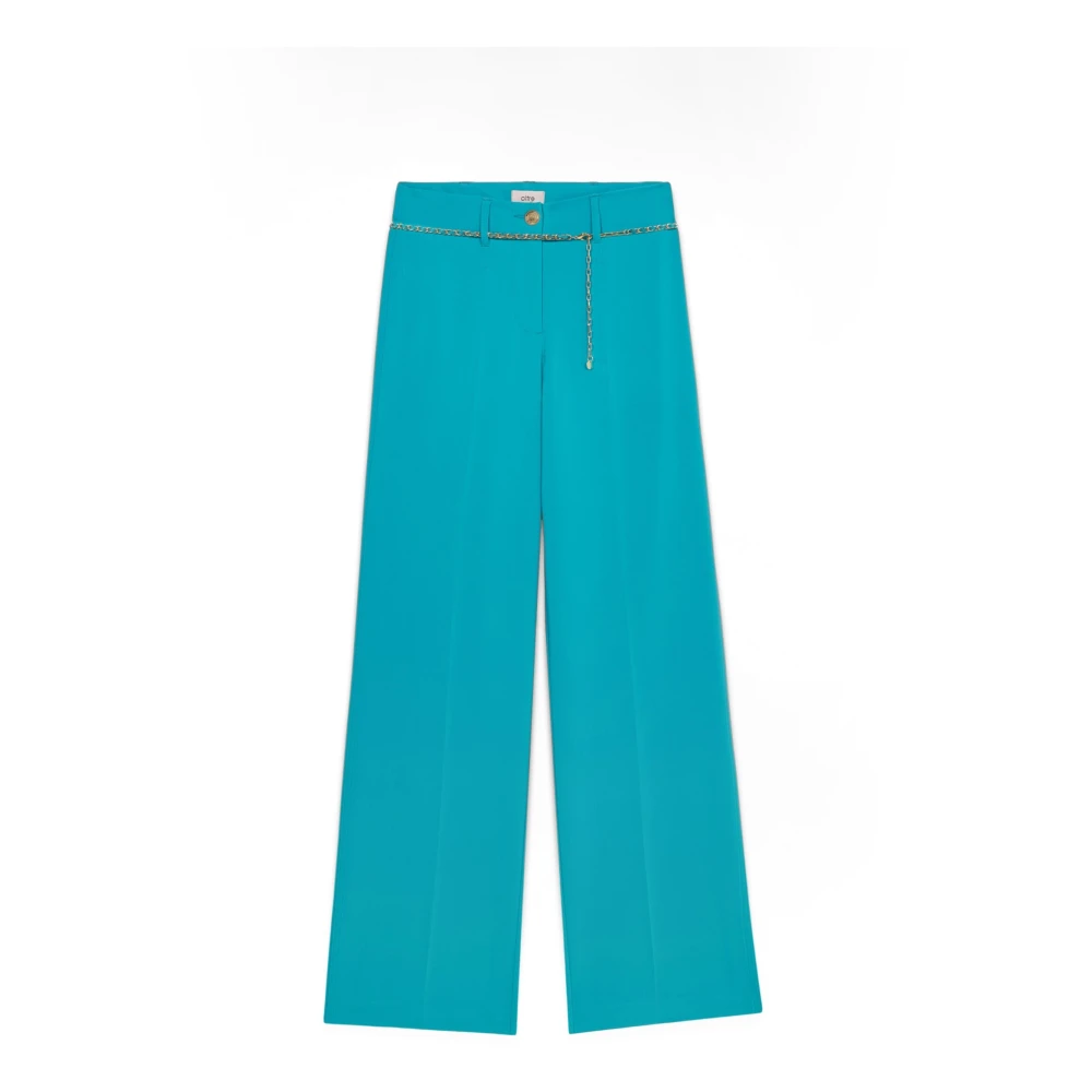 Oltre Flare Broek van Technische Stof Blue Dames
