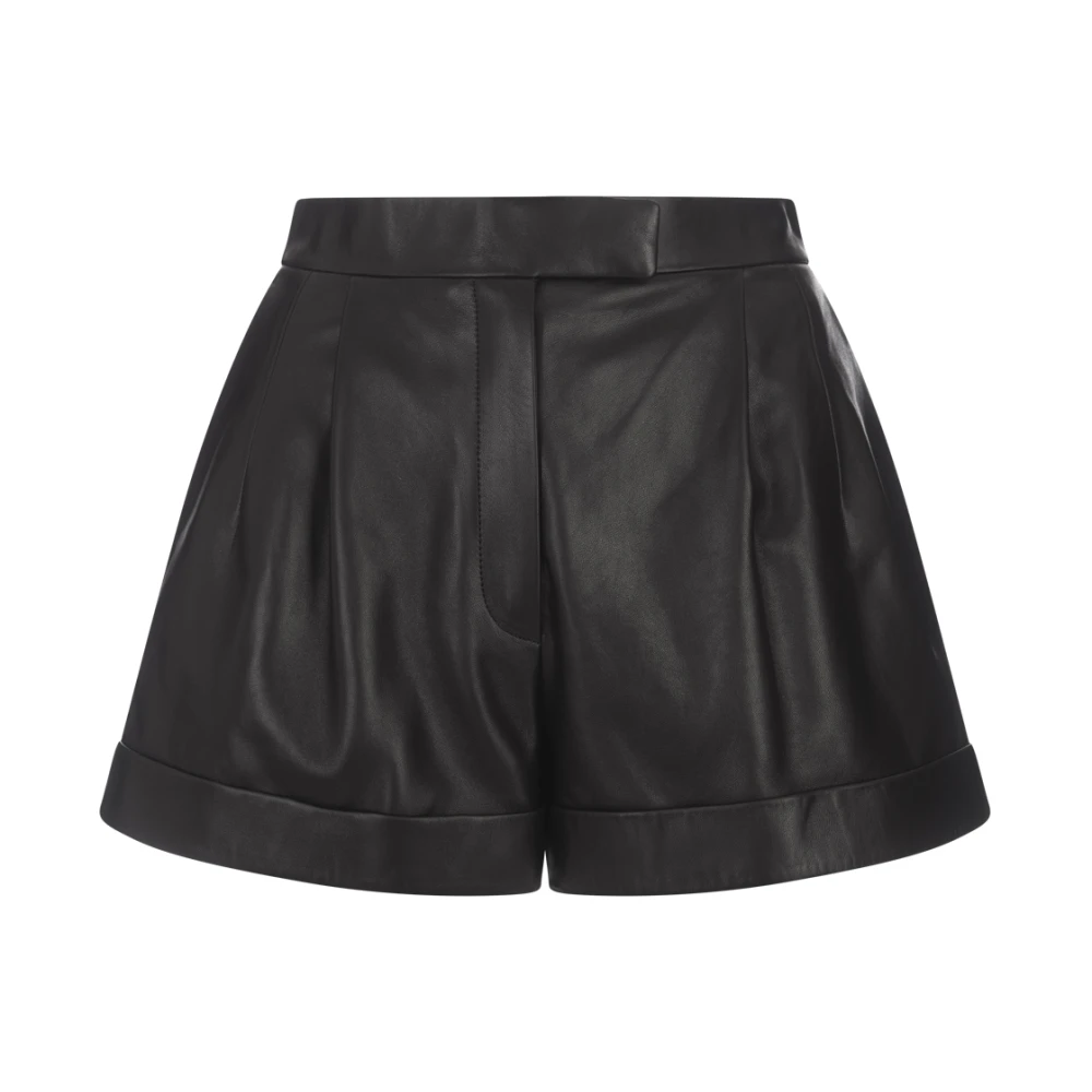 Alexander mcqueen Zwarte Leren High-Waisted Shorts Black Dames