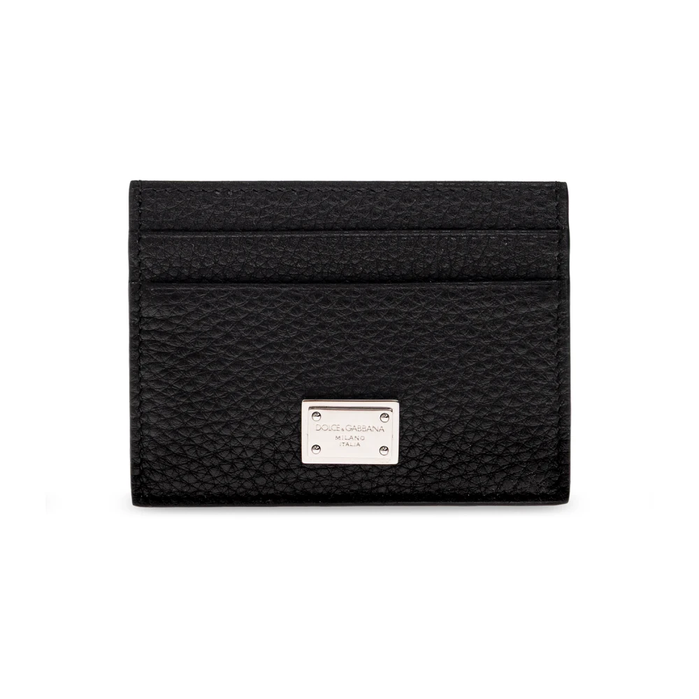 Dolce & Gabbana Leather Card Holder With Logo - Male - Wallets & Cardholders - Black - One Size - Accessories
