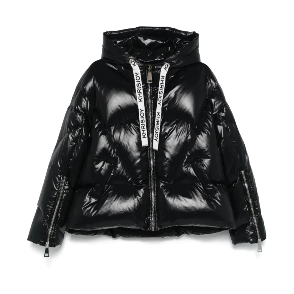 Khrisjoy Black Down Jackets, Female, M, Puffer Down Jacket Feather