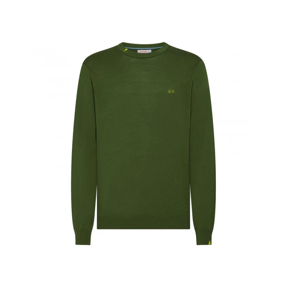 Sun68 Men's Green Round-Neck Knitwear, Xl, Cotton Blouses & Shirts