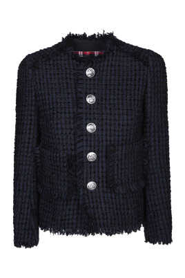 veste-bleue-houndstooth-elegante-fermeture-a-bouton
