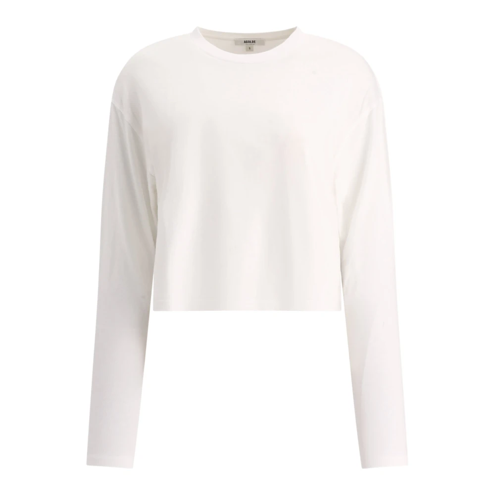 Agolde Mason Longsleeve Crop T-shirt White Dames