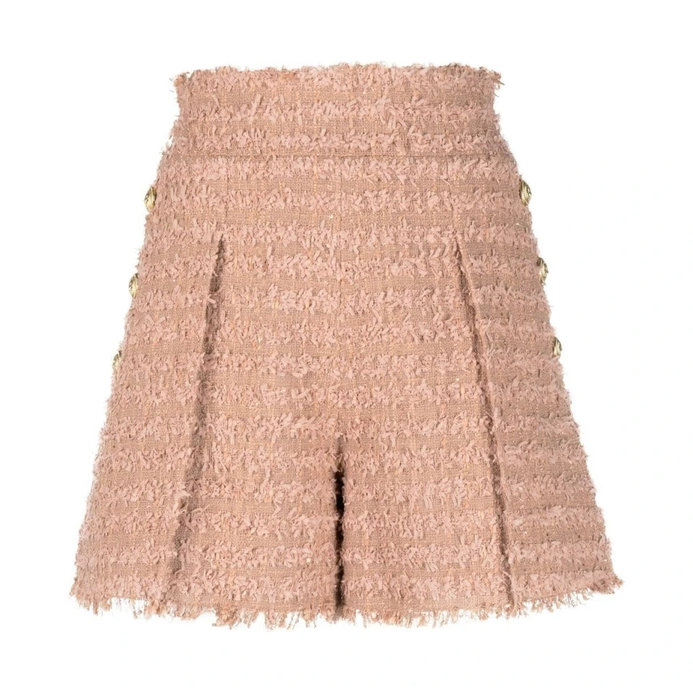 Balmain Beige Tweed Shorts With Button Detail - Female - Short Shorts - M - Shorts