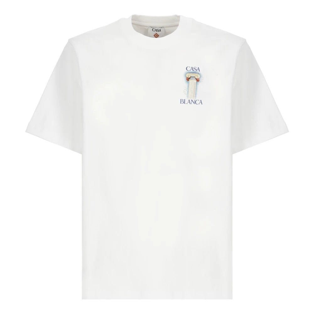 Casablanca Witte Katoenen T-shirt met Kraag White Heren