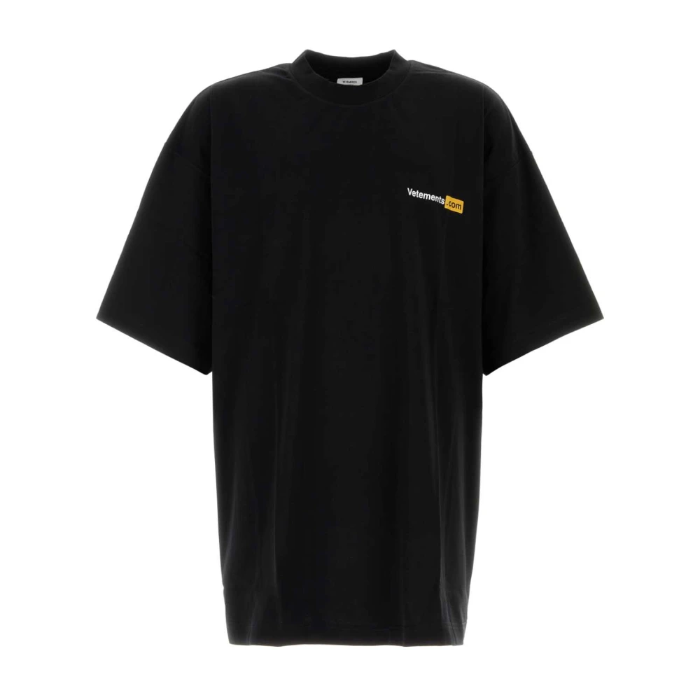 Vetements Oversized Zwarte Katoenen T-shirt Black Heren