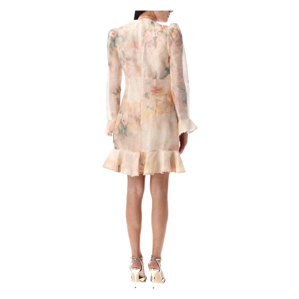 Zimmermann Bloemen Mini Jurk Beige Dames