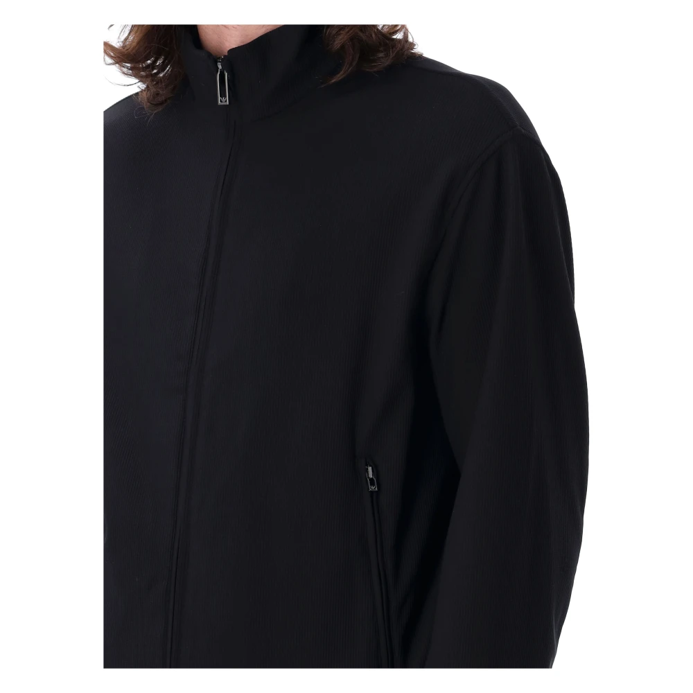 Emporio Armani Zwarte Canneté-effect Blouson Buitenkleding Black Heren