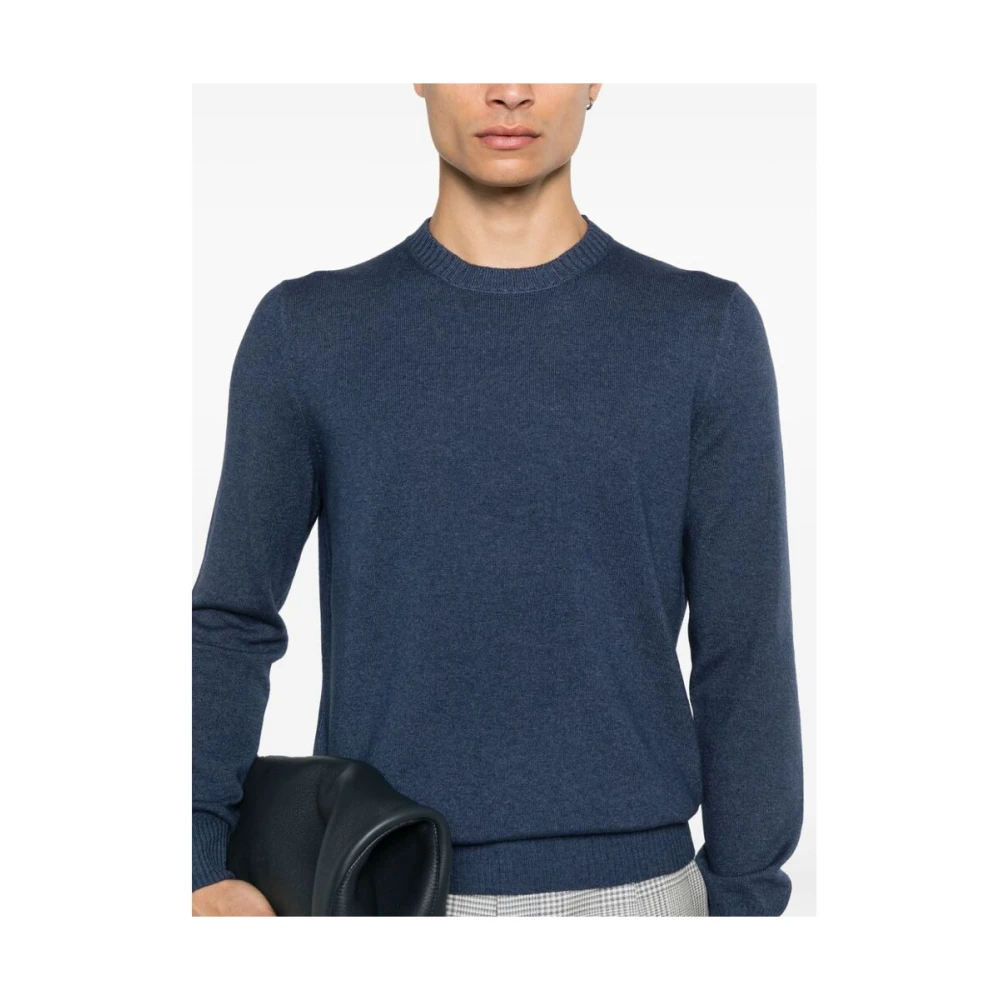 La Fileria Navy Blue Wollen Trui Blue Heren