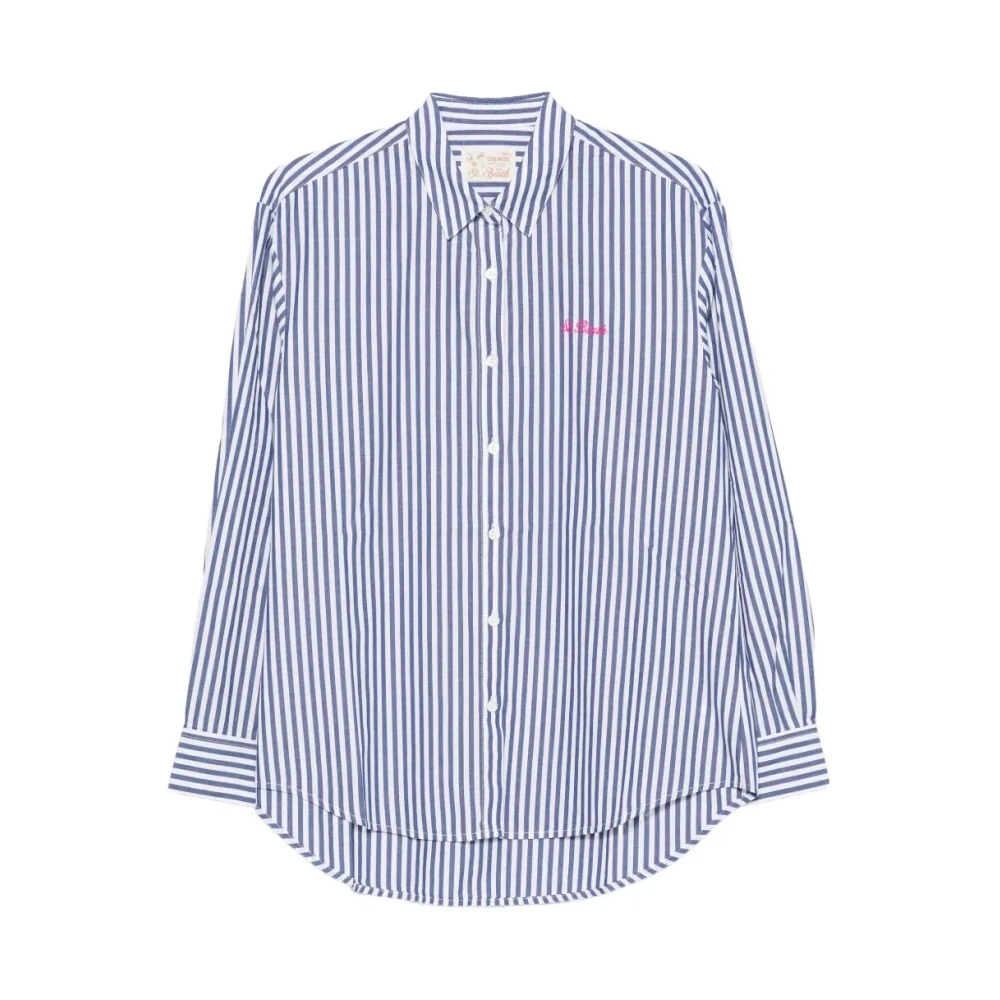 Mc2 Saint Barth Blue Shirts, Female, S, 01929L Cotton Stripes V A Ruba 61