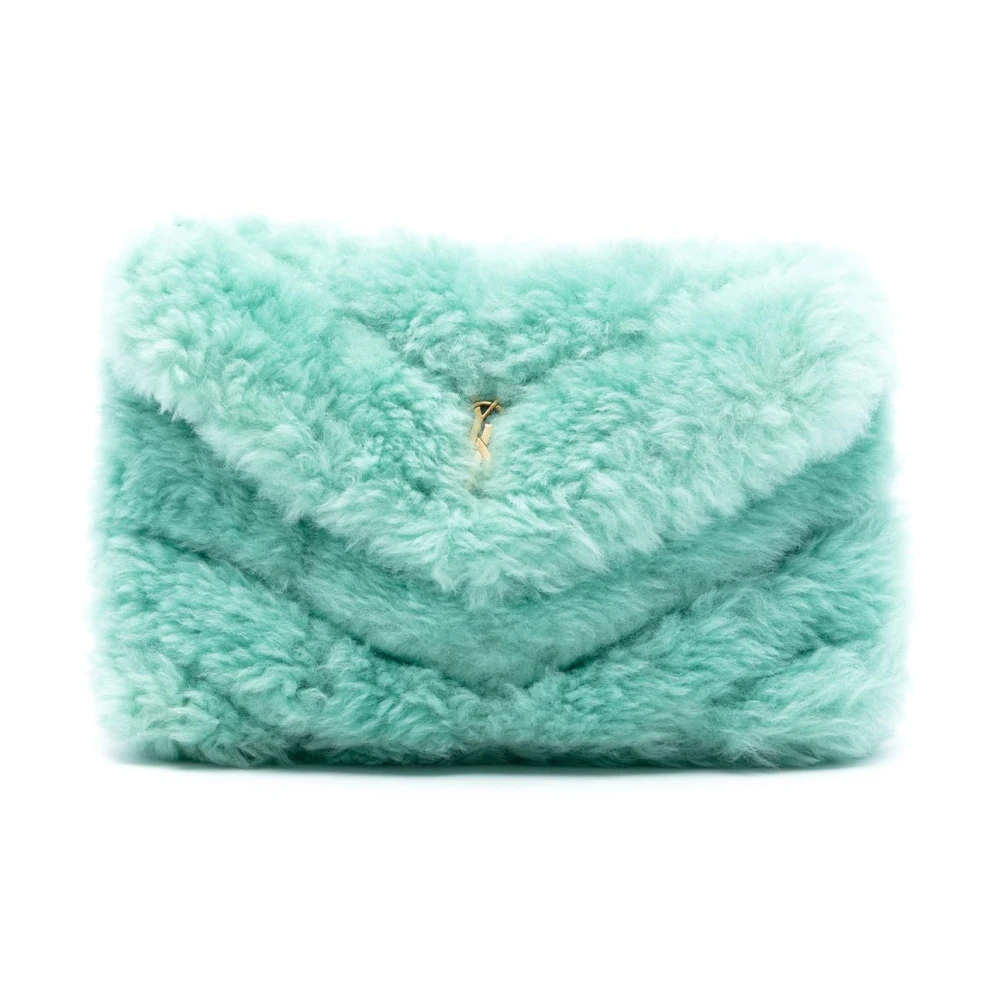 Saint Laurent Vintage Women's Green Pre-Owned Fluffy Envelope Clutch