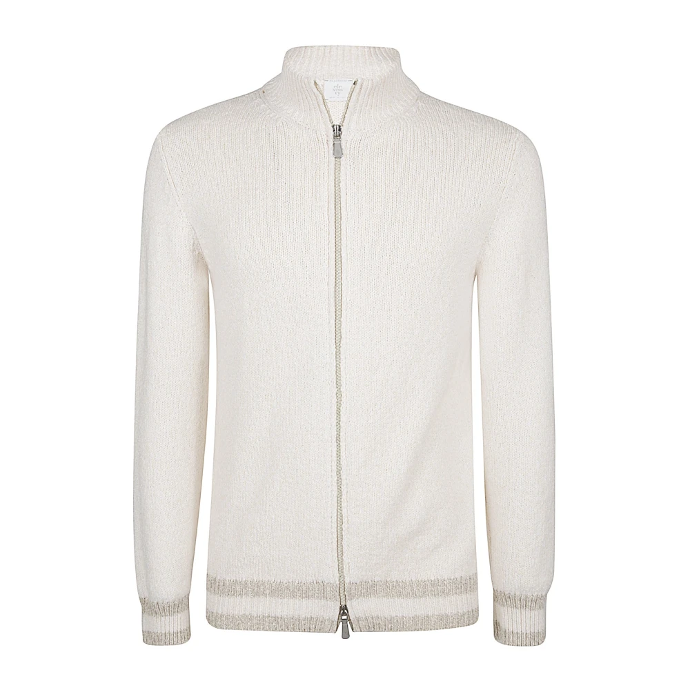 Eleventy Ritssluiting Katoenen Vest Opstaande Kraag White Heren
