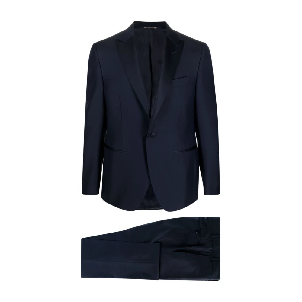 Canali Wollen pak met twee knopen Blue Heren